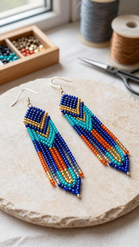 Beaded fringe earrings