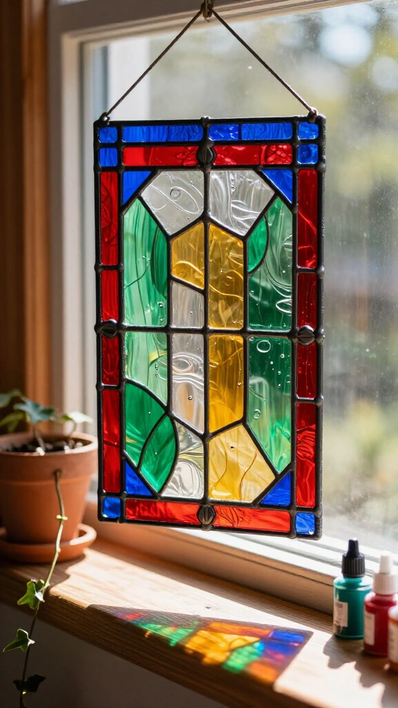 Faux stained glass suncatchers