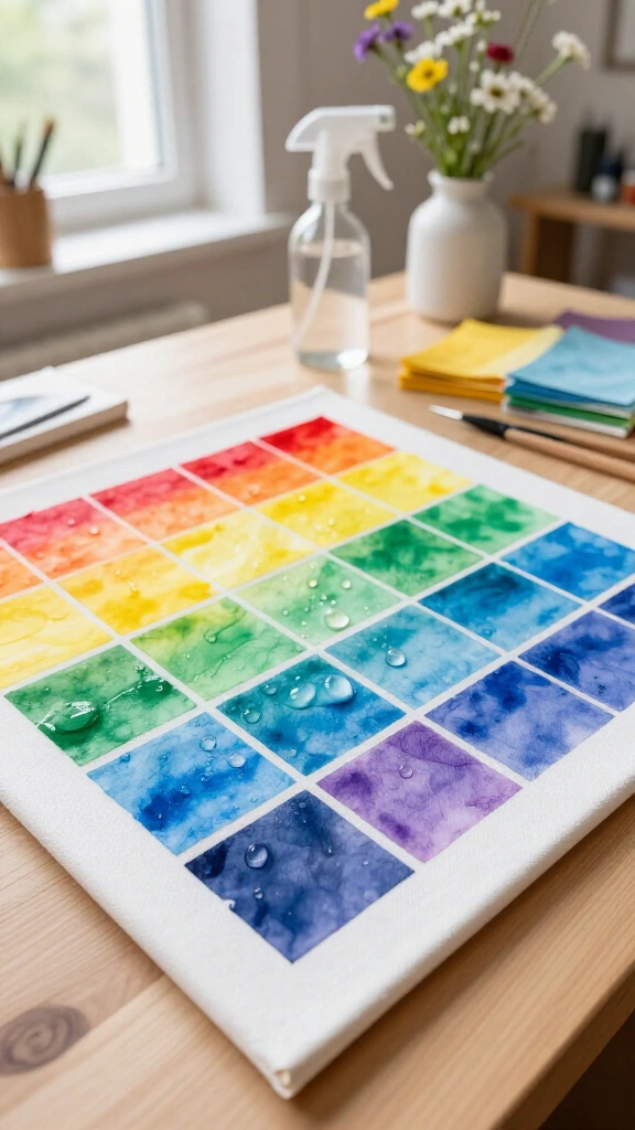 Rainbow tissue paper canvas