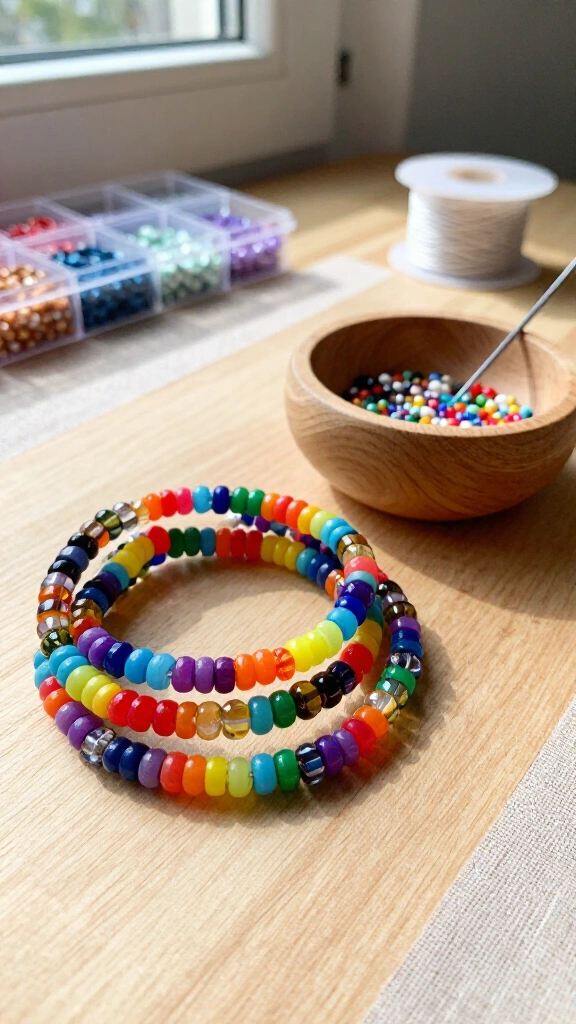 Beaded rainbow friendship bracelets