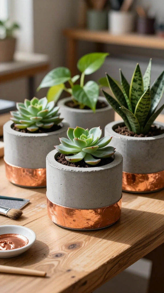 Molded concrete planters