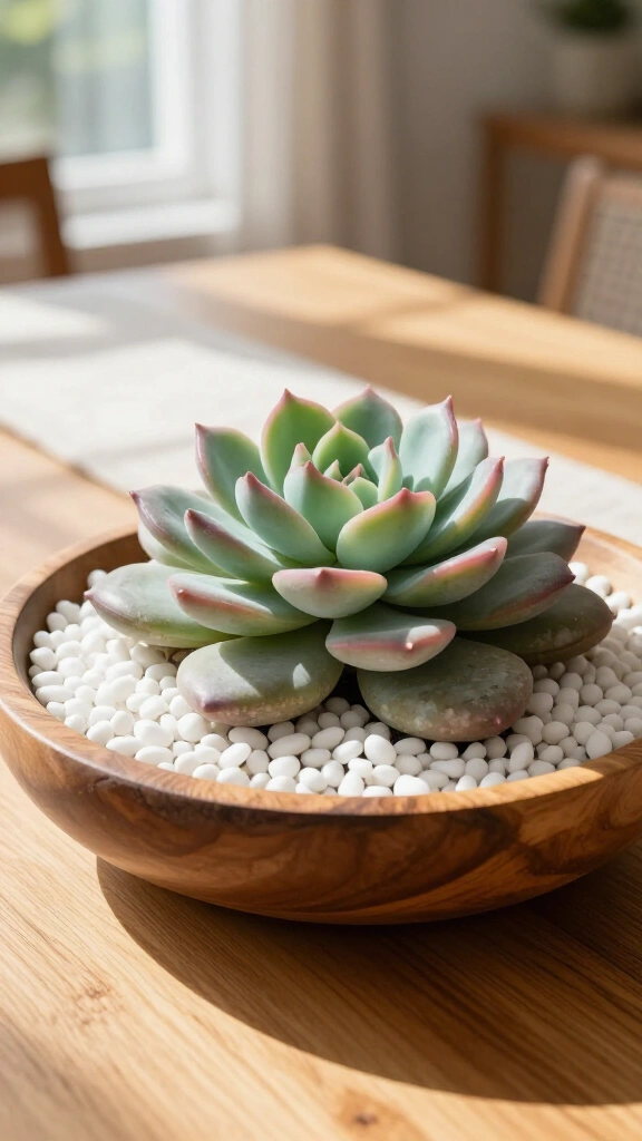 Faux succulent rock centerpiece