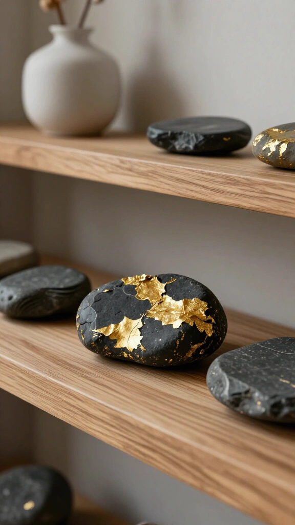 Gold leaf accent stones