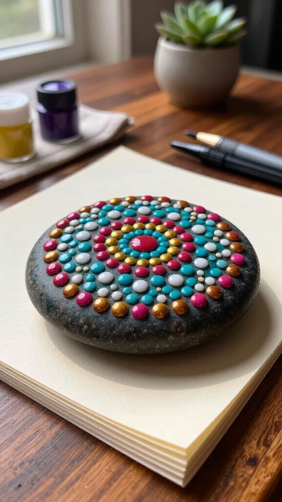 Dot mandala stone paperweight