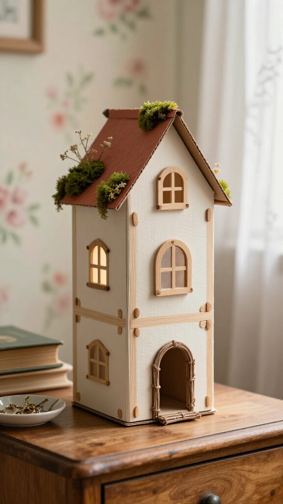 Cardboard milk carton fairy villa