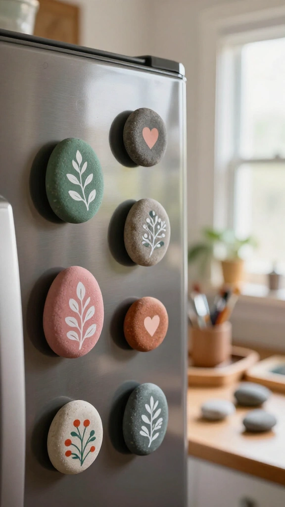 Painted rock refrigerator magnets