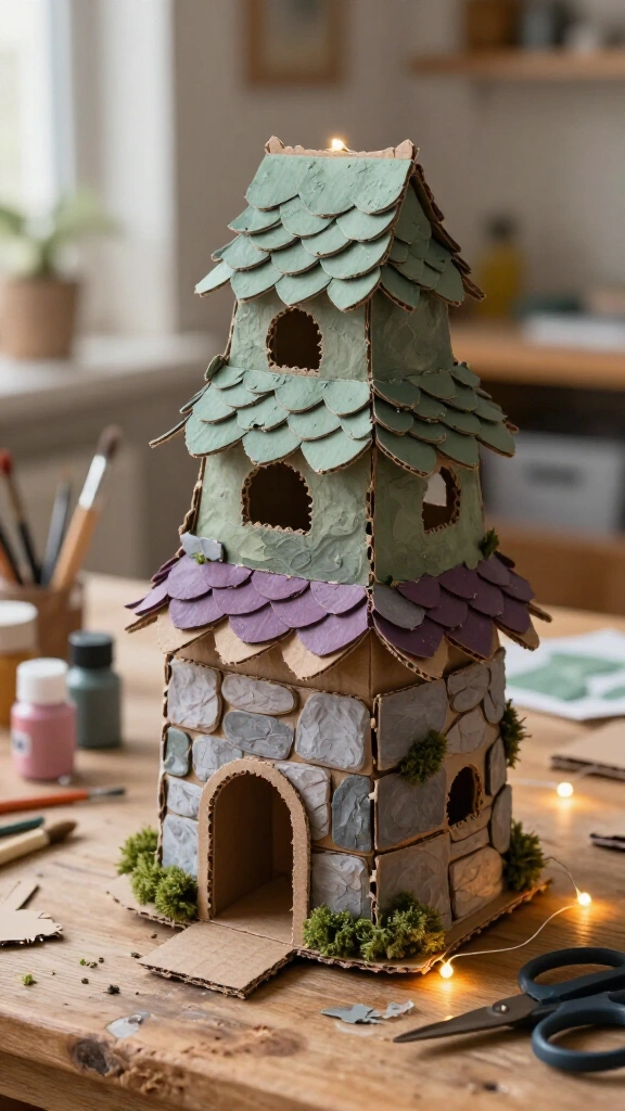 Egg carton fairy tower