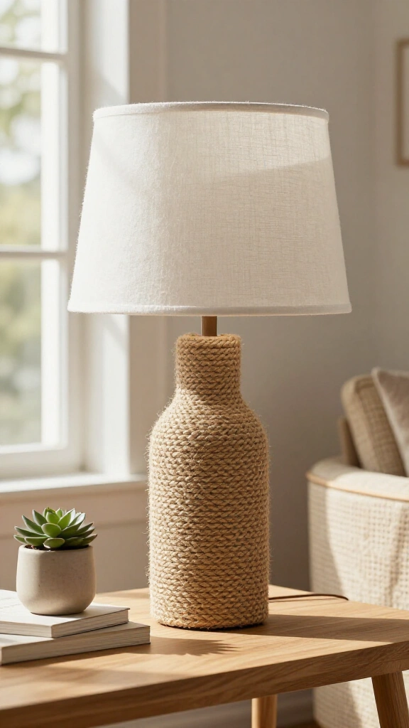 Rope-wrapped table lamp base