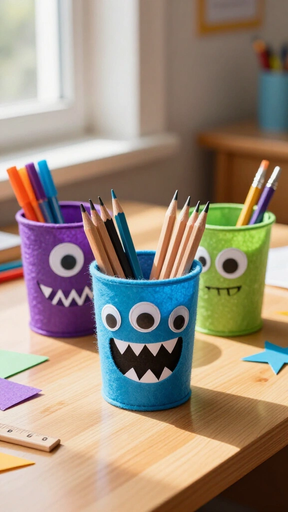Paper cup monster pencil pots