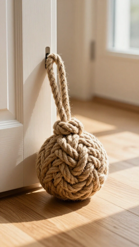 Nautical rope doorstop ball