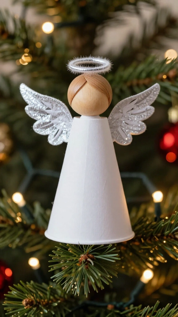 Paper cup angel tree topper