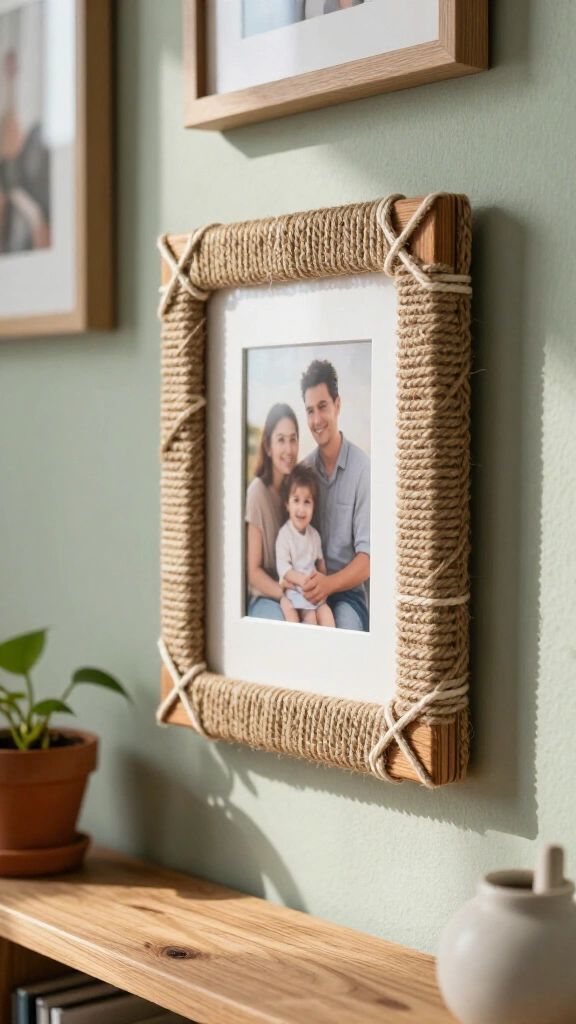 Rope-wrapped picture frames