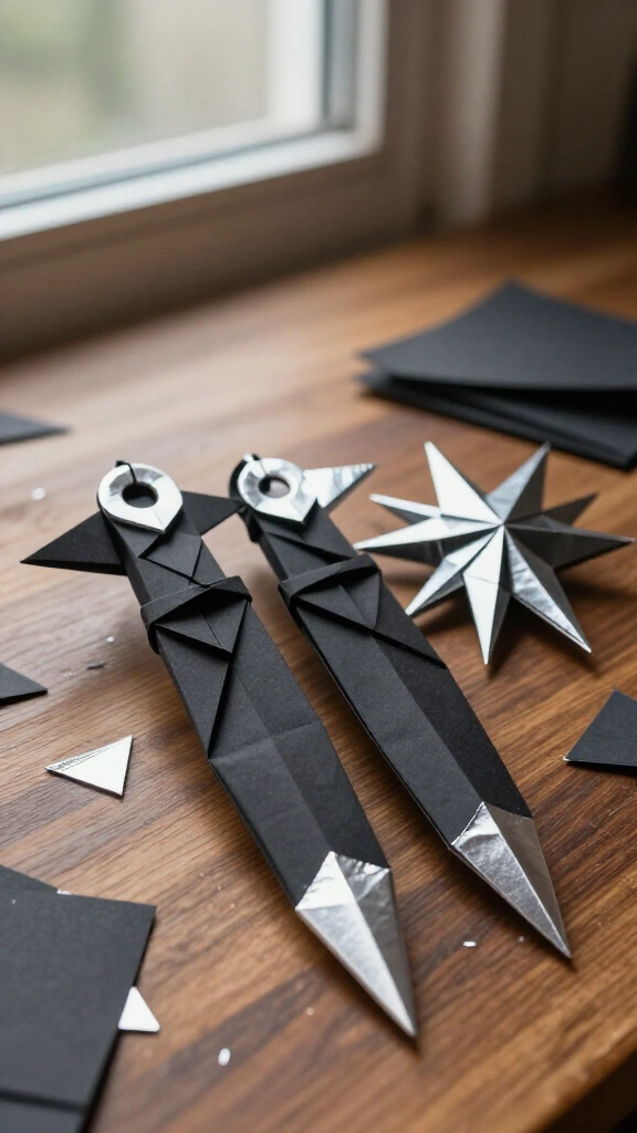Origami Naruto kunai and shuriken