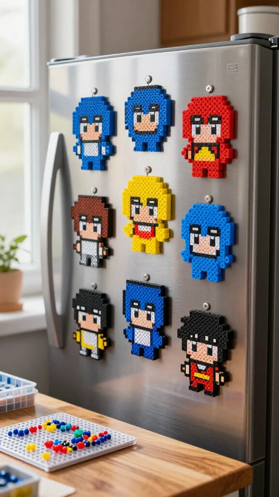 Perler bead anime sprite magnets