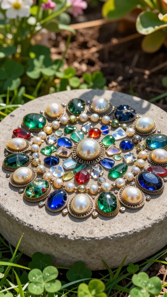 Sparkly mosaic stepping stones
