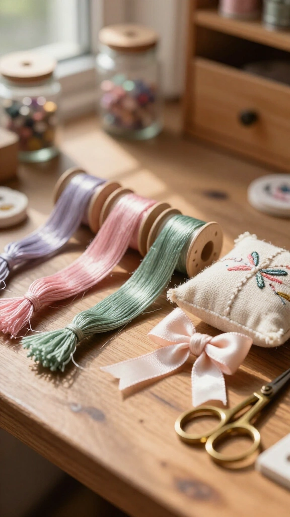Micro silk ribbon and fine cords