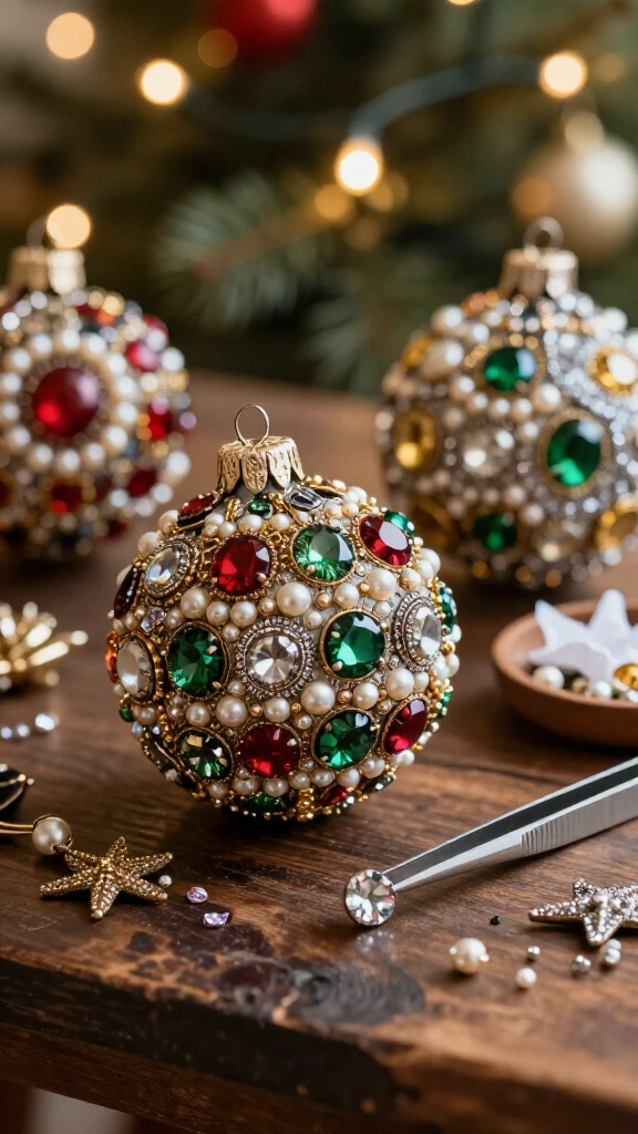 Jeweled holiday ornament balls