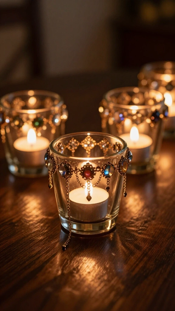 Embellished glass candle holders