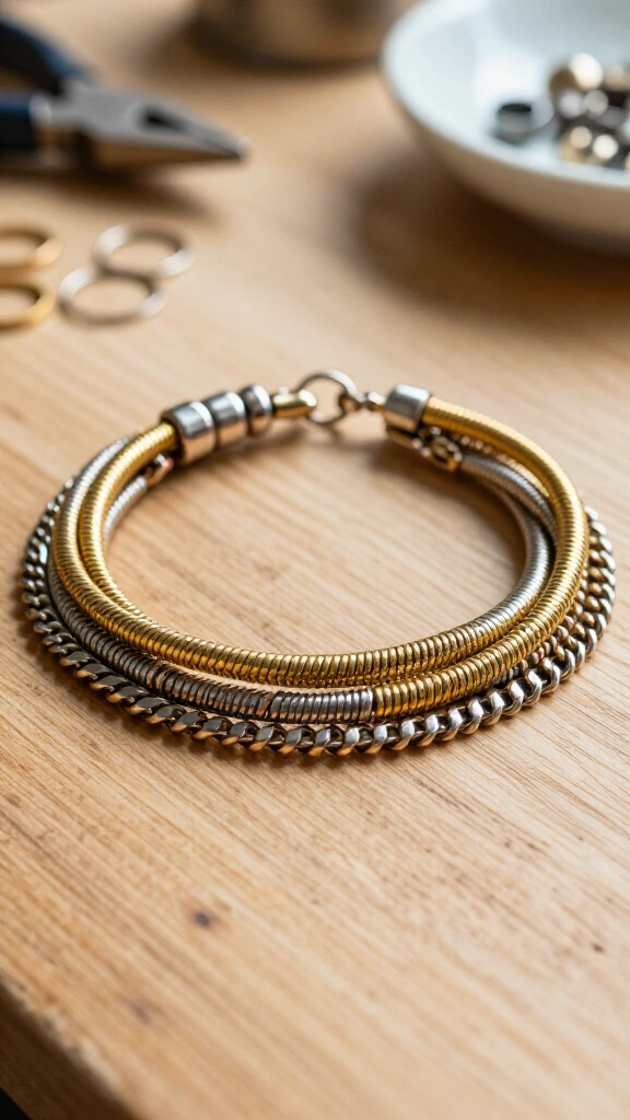 Layered chain bracelet stack