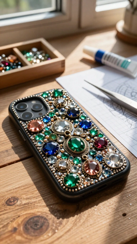 Jeweled phone case accent