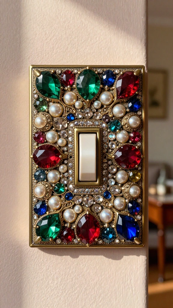 DIY jeweled switch plate covers