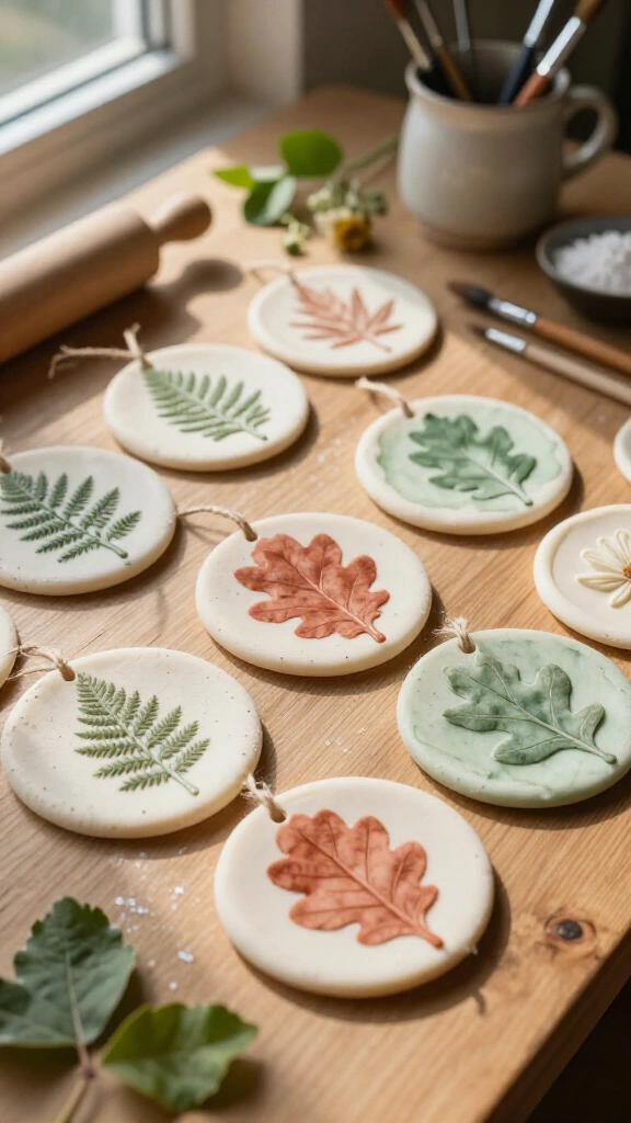 Salt dough nature impression medallions