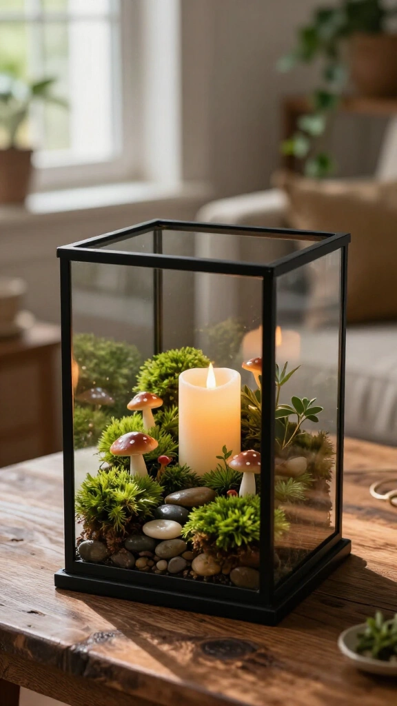 Faux terrarium moss lanterns