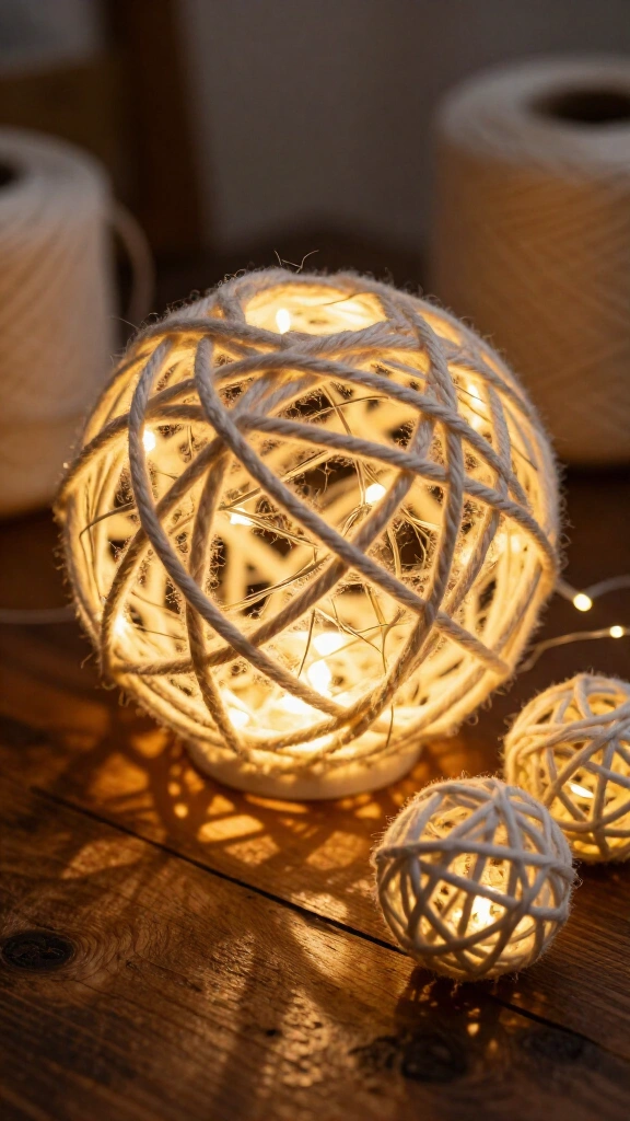 Yarn-wrapped globe lanterns