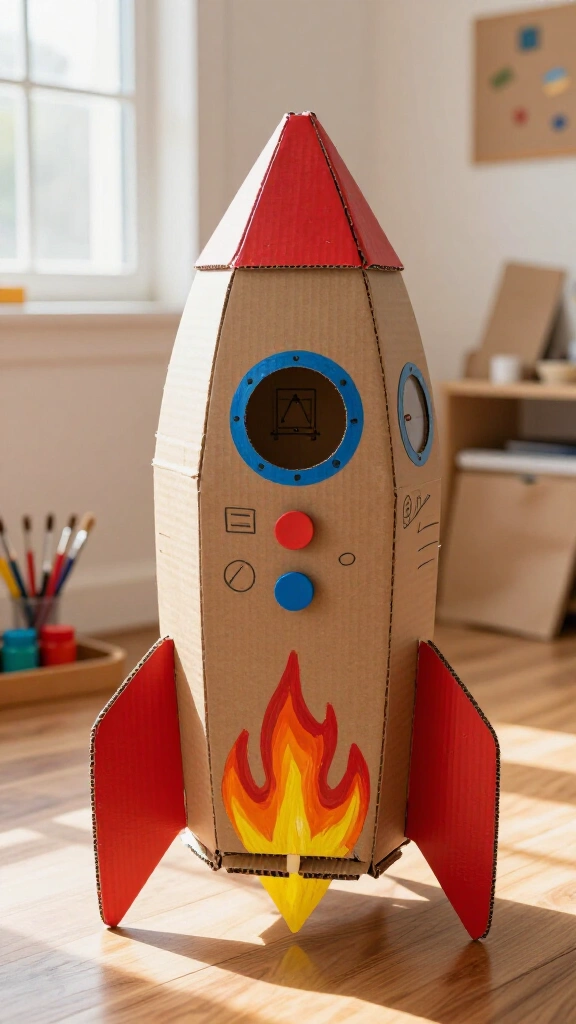 Cardboard box rocket ships