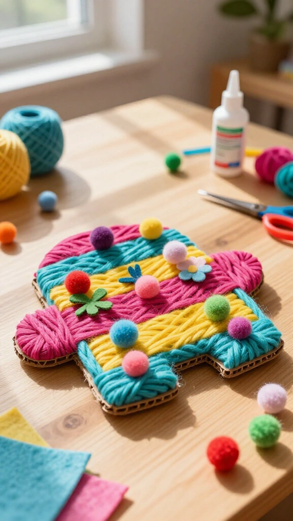 Yarn-wrapped cardboard letters