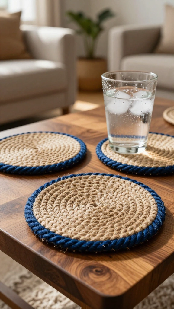 Nautical rope coasters