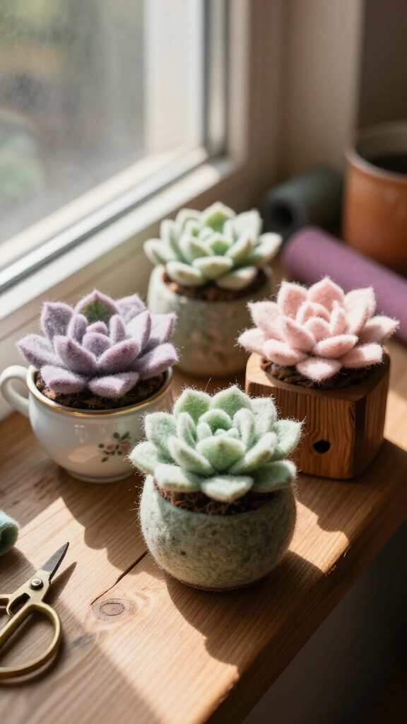 Felt succulent mini planters