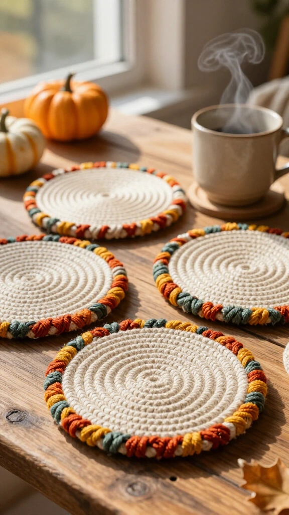 Woven rope coaster set