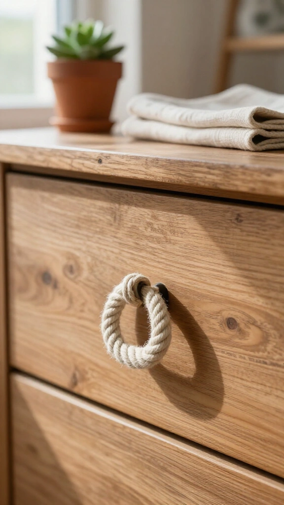 Rustic rope drawer handles