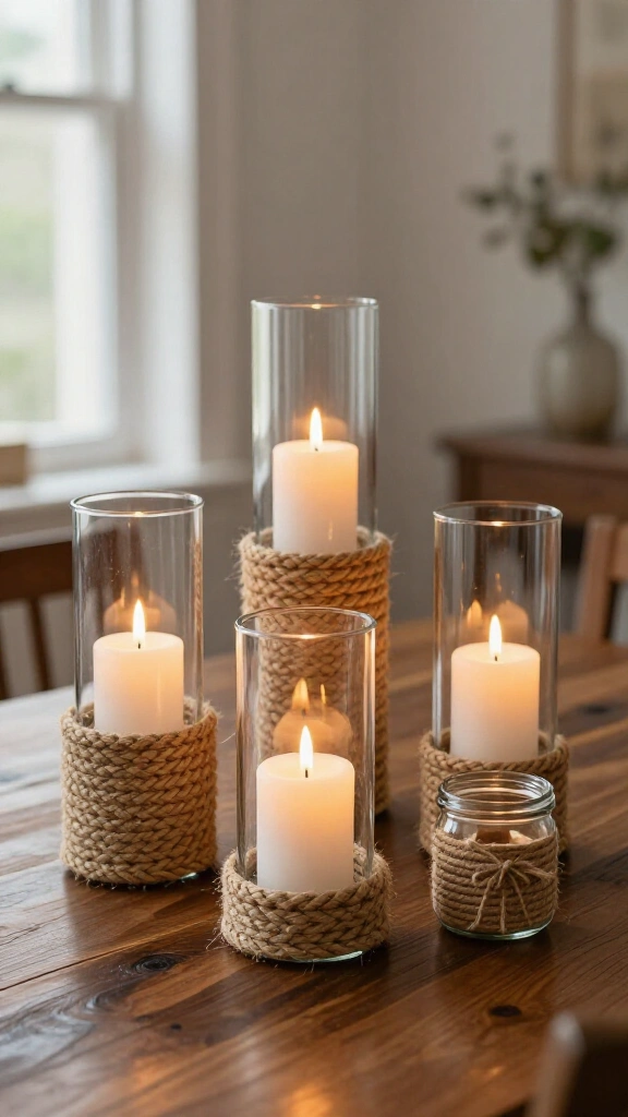 Twisted rope candle holders