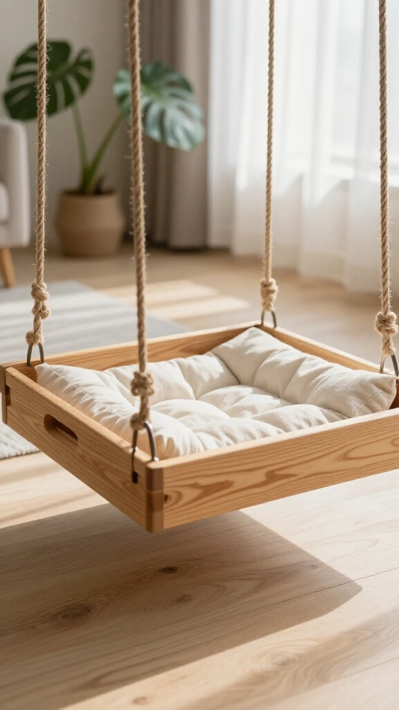 Hanging rope dog bed tray