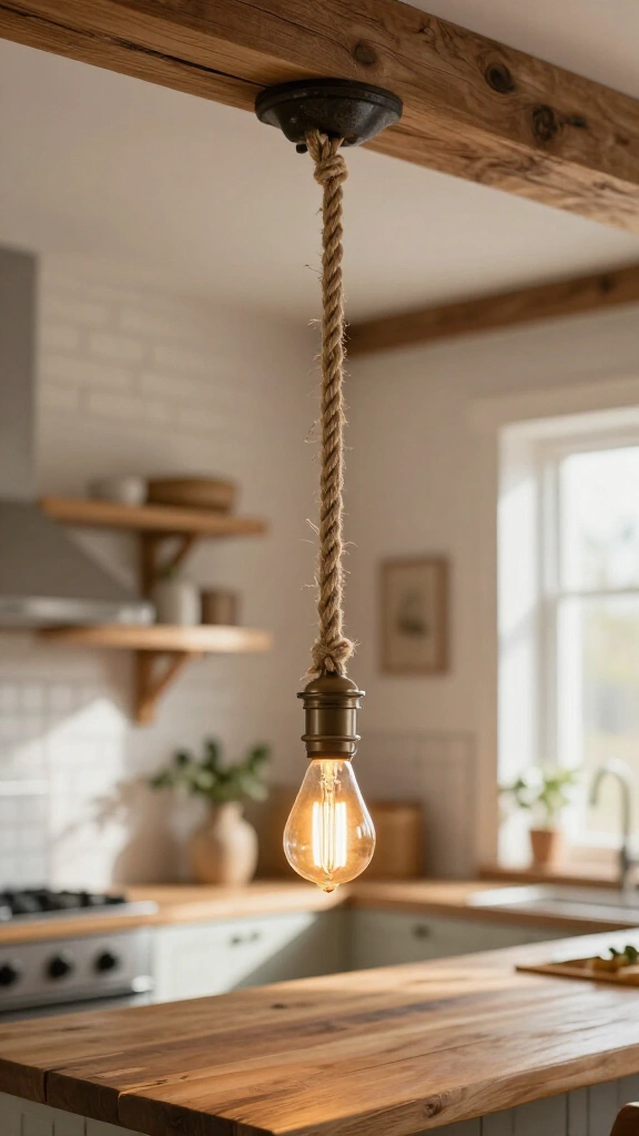 Rope chandelier pendant light
