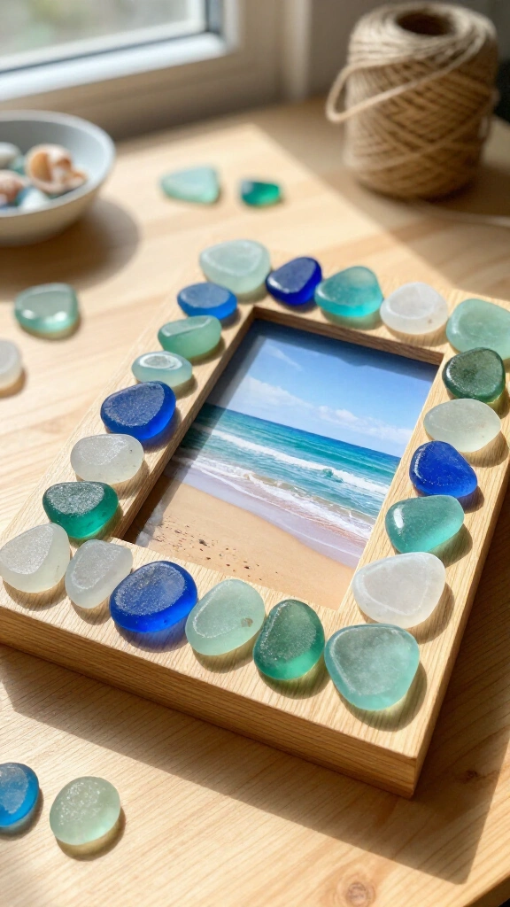 Sea glass photo frame