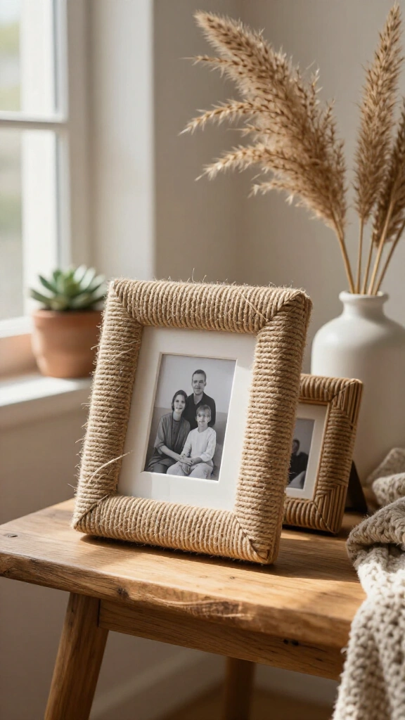 Wrapped rope picture frames