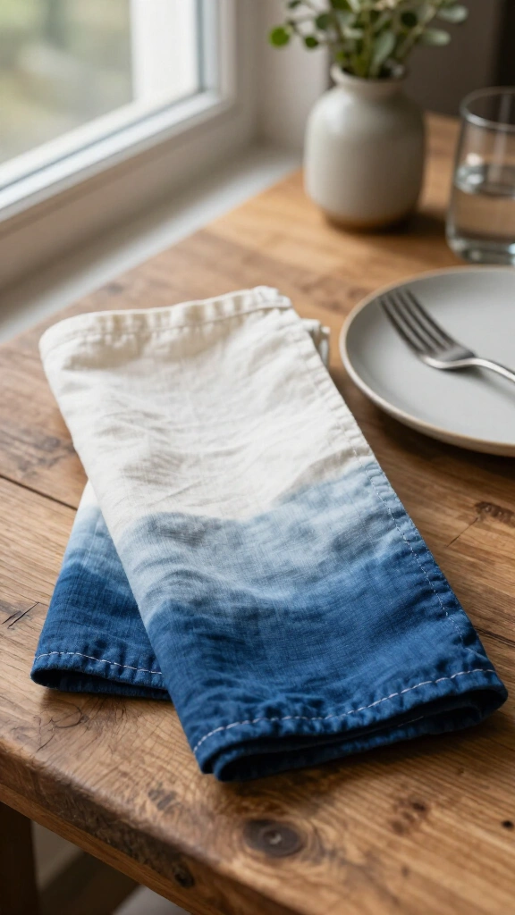 Dip-dyed ombre cotton cloth napkins