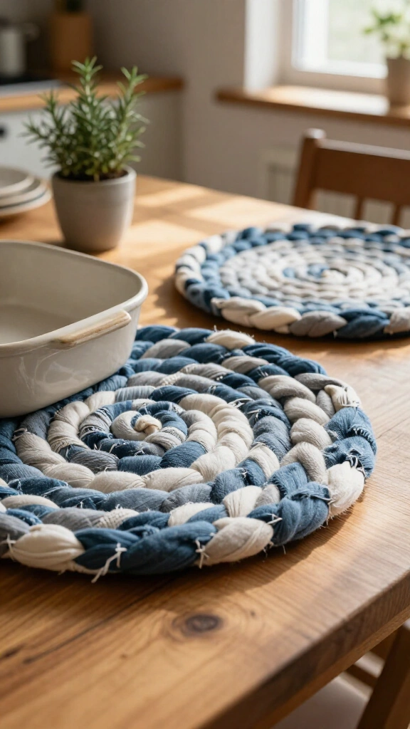 Braided scrap fabric hot pads