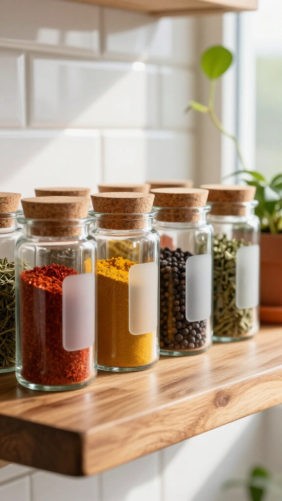 Custom etched glass spice jars
