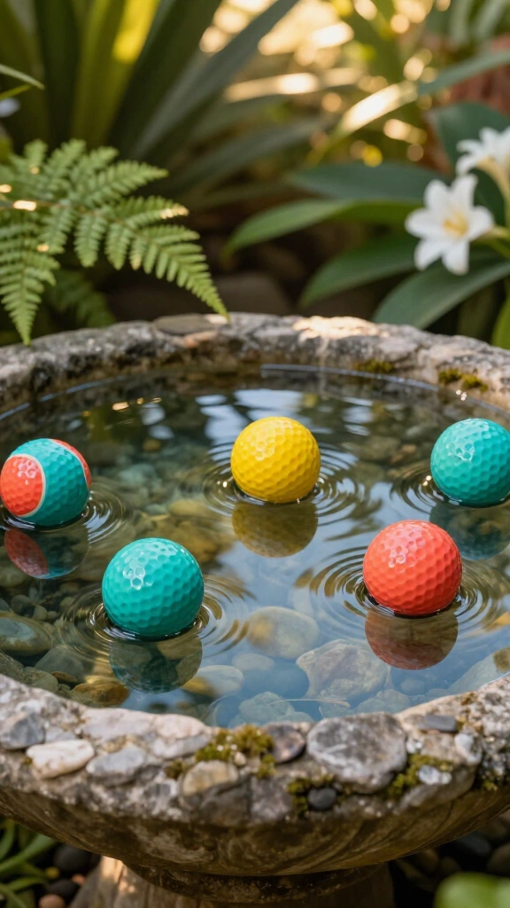 Floating golf ball water feature beads