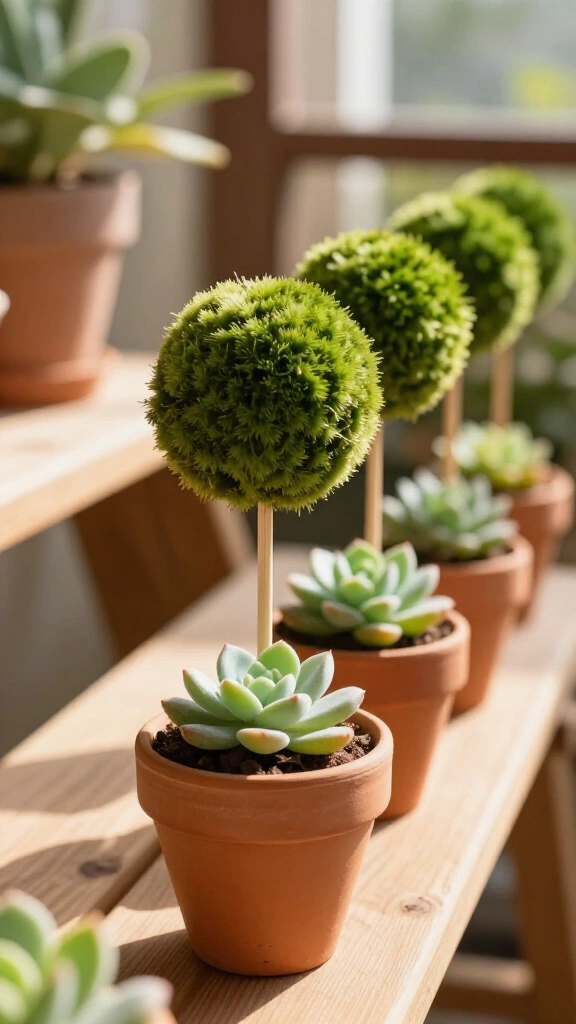 Golf ball succulent pot topiary miniatures