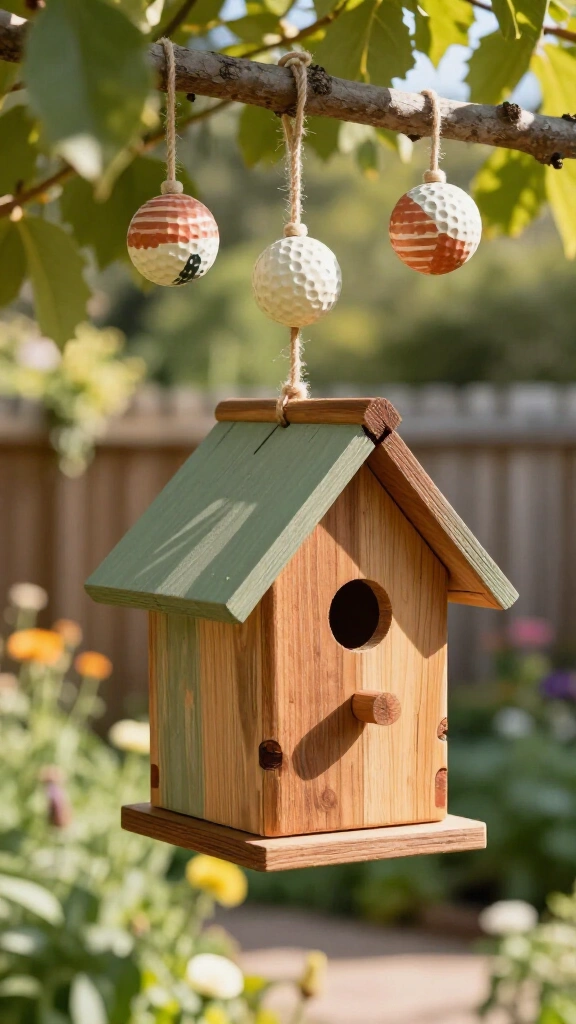 Golf ball birdhouse hanger accents