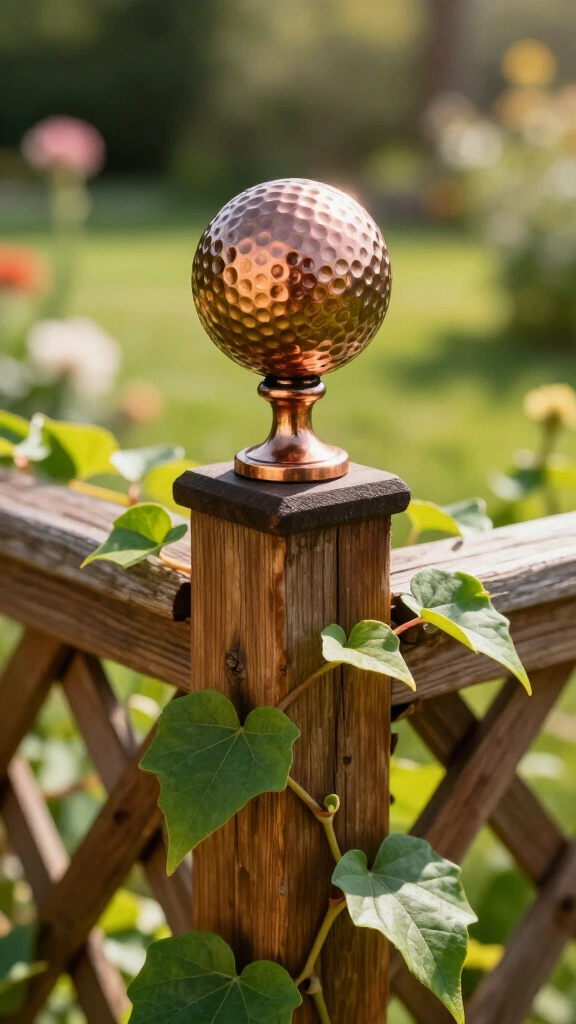 Decorative golf ball trellis finials
