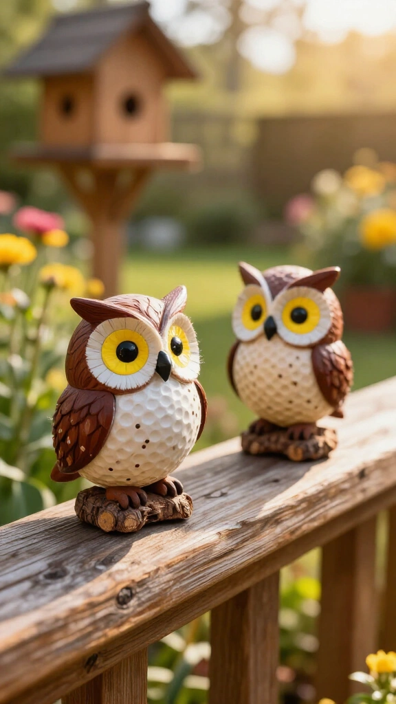 Golf ball owl statuettes