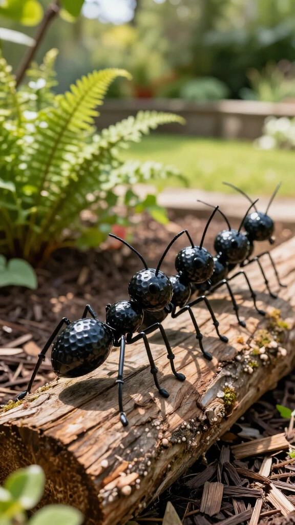 Golf ball ants on a log