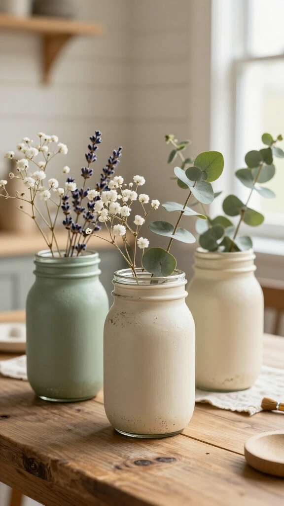 Painted mason jar vases
