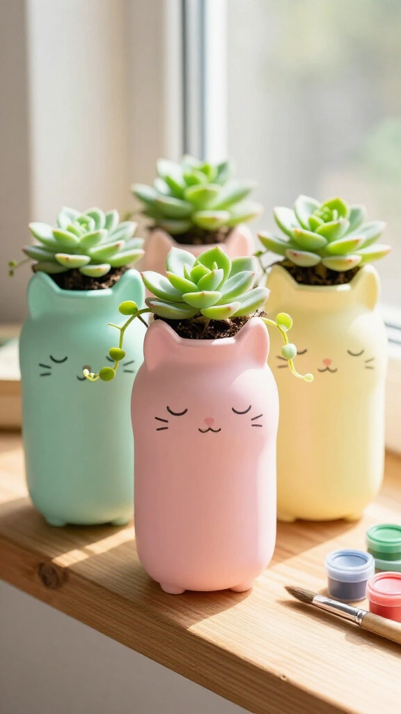 Upcycled plastic bottle planters